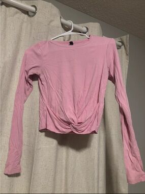 Amazon Pink Long-Sleeve Twist-Front Top